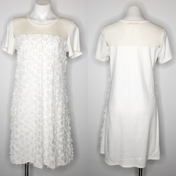 See by Chloe white off white Cloud Dancer mesh top short sleeve dress XL - Picture 1 of 11